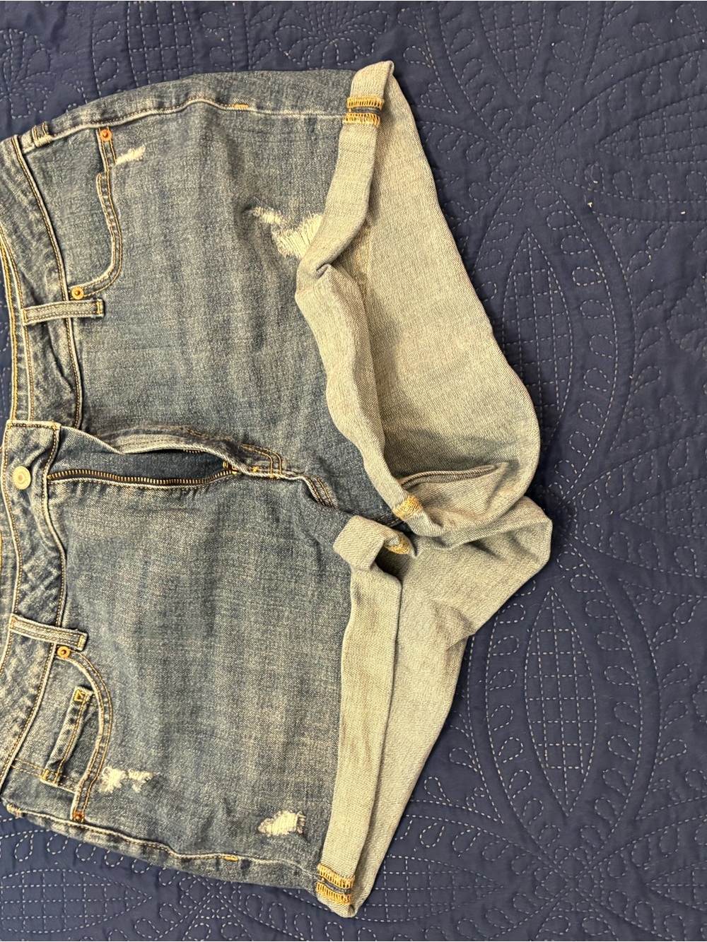 Old Navy Distressed Blue Boyfriend Jeans Shorts